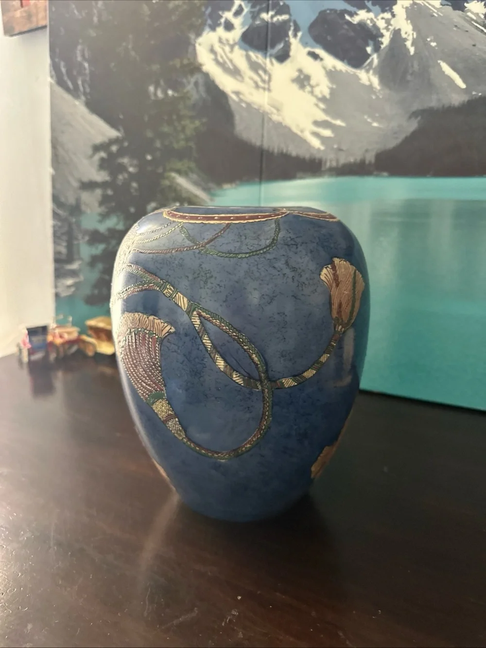 Blue Floral Ceramic Vase - Brand: